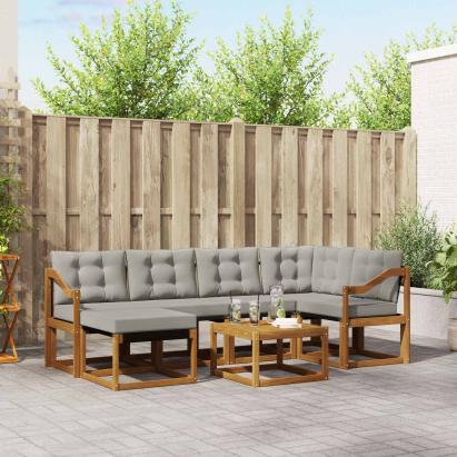 Set de canapele de exterior 7 pcs Gri natural și deschis GartenMobel Dekor