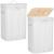 Cos de rufe cu capac, din bambus cu sac textil detasabil, 72 litri, 40x28x60 cm, alb