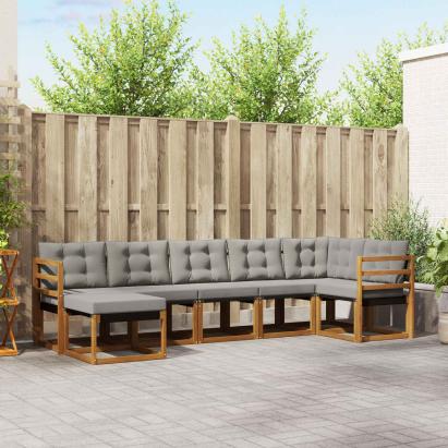 Set de canapele de exterior 7 pcs Gri natural și deschis GartenMobel Dekor