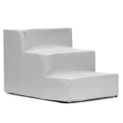 Scara pentru animale de companie, caini sau pisici, 3 trepte, antiderapanta, husa detasabila, inaltime 30 cm, gri deschis
