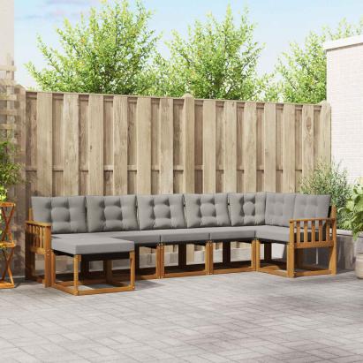 Set de canapele de exterior 7 pcs Gri natural și deschis GartenMobel Dekor