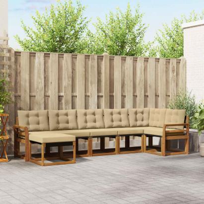 Set de canapele de exterior cu pernă 7 pcs Natural și Bej GartenMobel Dekor