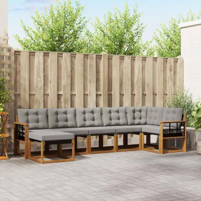 Set de canapele de exterior 7 pcs Gri natural și deschis GartenMobel Dekor