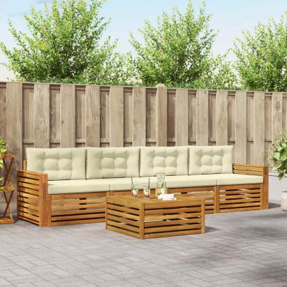 Set de canapele de exterior cu pernă 5 pcs Natural și Crem GartenMobel Dekor