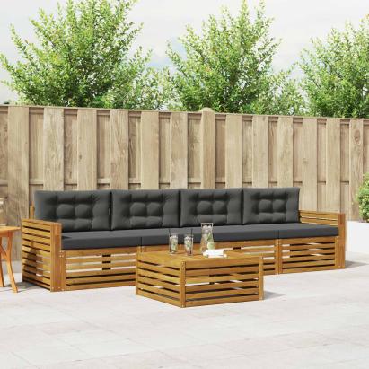 Set de canapele de exterior cu pernă 5 pcs Natural și Antracit GartenMobel Dekor