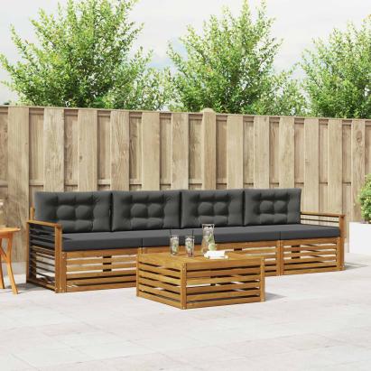 Set de canapele de exterior cu pernă 5 pcs Natural și Antracit GartenMobel Dekor