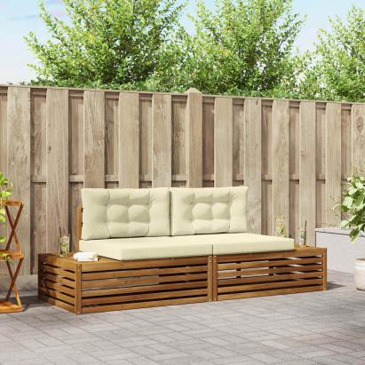 Set de canapele de exterior cu pernă 2 Bucată Natural și Crem GartenMobel Dekor
