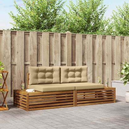 Set de canapele de exterior cu pernă 2 Bucată Natural și Bej GartenMobel Dekor