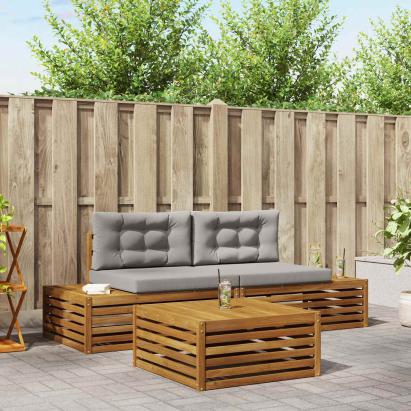 Set de canapele de exterior 3 Bucată Gri natural și deschis GartenMobel Dekor