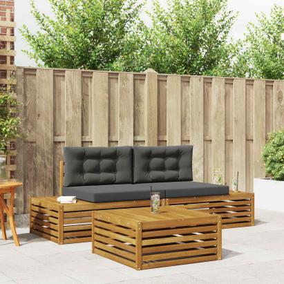 Set de canapele de exterior 3 Bucată Natural și Antracit GartenMobel Dekor