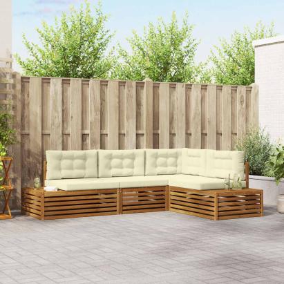 Set de canapele de exterior cu pernă 4 Bucată Natural și Crem GartenMobel Dekor