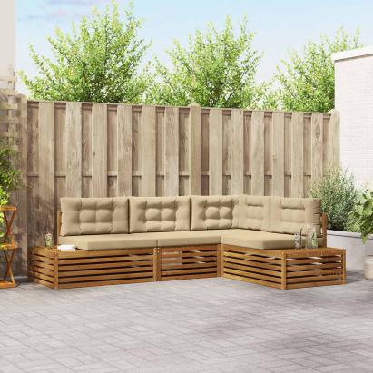 Set de canapele de exterior cu pernă 4 Bucată Natural și Bej GartenMobel Dekor