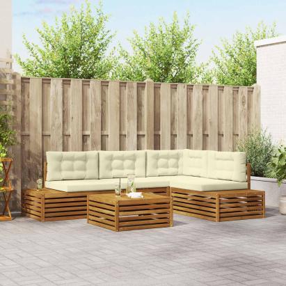 Set de canapele de exterior cu pernă 5 Bucată Natural și Crem GartenMobel Dekor