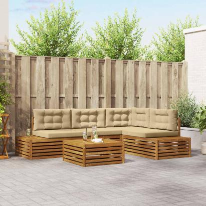 Set de canapele de exterior cu pernă 5 Bucată Natural și Bej GartenMobel Dekor