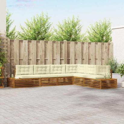 Set de canapele de exterior cu pernă 6 Bucată Natural și Crem GartenMobel Dekor