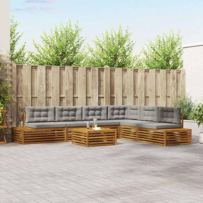 Set de canapele de exterior 7 Bucată Gri natural și deschis GartenMobel Dekor