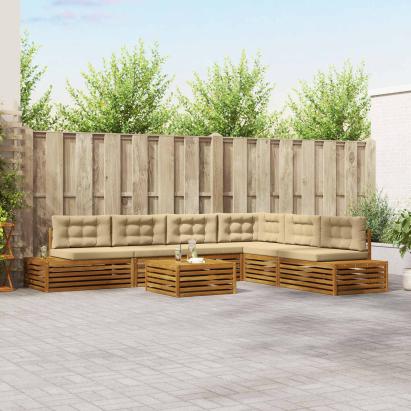 Set de canapele de exterior cu pernă 7 Bucată Natural și Bej GartenMobel Dekor