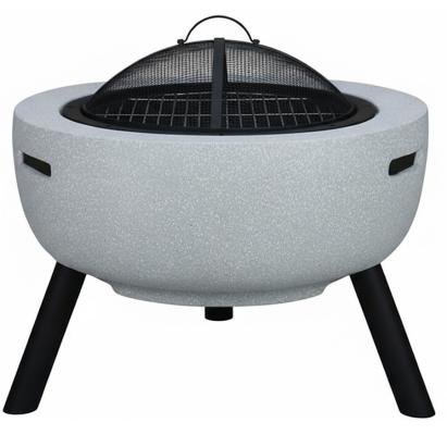 Semineu de exterior pentru terasa sau gradina din placa de magneziu, cu grill pentru gratar, 60x60x52 cm