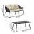 Set mobilier gradina 4 piese cu canapea sofa, 2 fotolii si masa sticla, cadru metalic, negru cu perne bej
