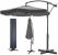 Umbrela de gradina cu brat lateral, inclinabila, 3 m, gri, cu husa