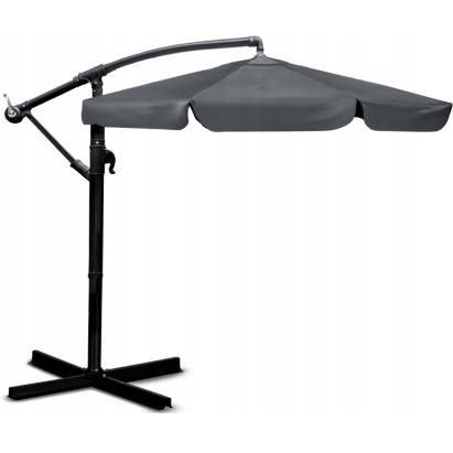Umbrela de gradina cu brat lateral, inclinabila, 3 m, gri, cu husa