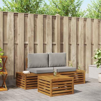 Set de canapele de exterior 3 Bucată Gri natural și deschis GartenMobel Dekor