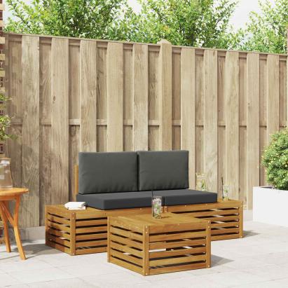 Set de canapele de exterior 3 Bucată Natural și Antracit GartenMobel Dekor