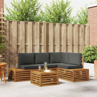 Set de canapele de exterior 5 Bucată Natural și Antracit GartenMobel Dekor