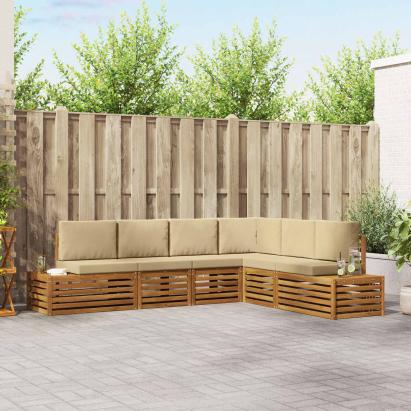 Set de canapele de exterior cu pernă 6 Bucată Natural și Bej GartenMobel Dekor