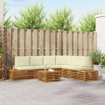 Set de canapele de exterior cu pernă 7 Bucată Natural și Crem GartenMobel Dekor