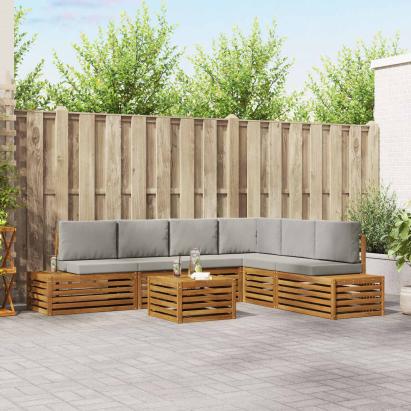 Set de canapele de exterior 7 Bucată Gri natural și deschis GartenMobel Dekor