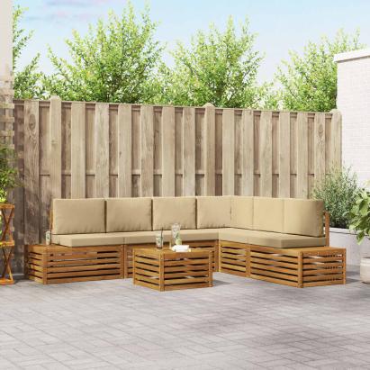 Set de canapele de exterior cu pernă 7 Bucată Natural și Bej GartenMobel Dekor