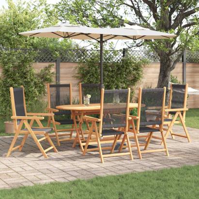 Set de masă pentru grădină 7 pcs Negru Lemn Solid de Acacia GartenMobel Dekor