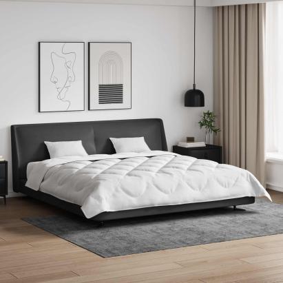 Pilotă pentru toate anotimpurile 240x200 cm cu 2 perne, microfibră albă
