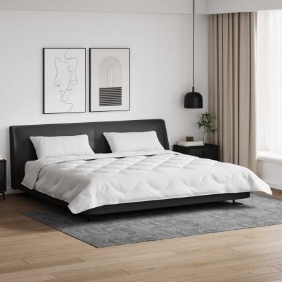 Pilotă de iarnă 200x220 cm cu 2 perne, microfibră albă, matlasată