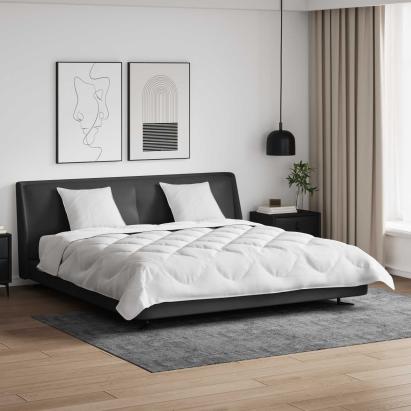 Set pilotă și 2 perne din microfibră albă 240x220 cm, matlasat