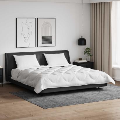 Set pilotă albă 260x220 cm cu 2 perne, microfibră matlasată