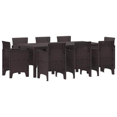 Set de masă pentru grădină 9 pcs Maro Polipropilenă GartenMobel Dekor