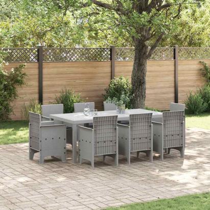 Set de masă pentru grădină 9 pcs Gri deschis Polipropilenă GartenMobel Dekor