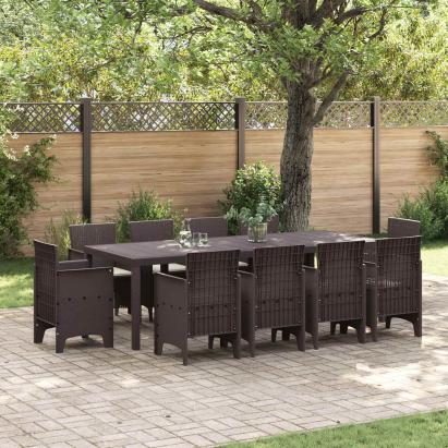 Set de masă pentru grădină 11 pcs Maro Polipropilenă GartenMobel Dekor