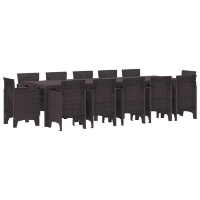Set de masă pentru grădină 13 pcs Maro Rattan poli GartenMobel Dekor