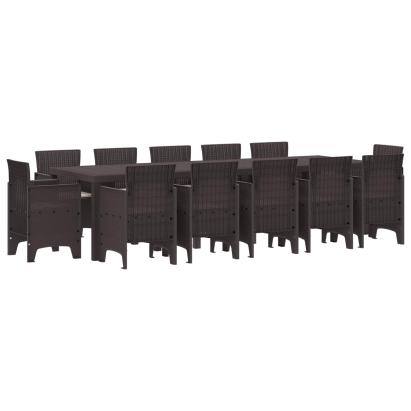 Set de masă pentru grădină 13 pcs Maro și taupe Rattan poli GartenMobel Dekor