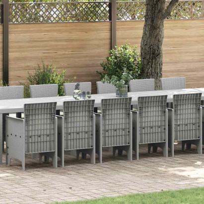 Set de masă de grădină cu perne cu pernă 17 pcs Gri deschis PP GartenMobel Dekor