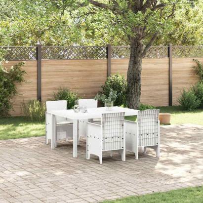 Set de masă pentru grădină 5 pcs Alb Ratan Polt GartenMobel Dekor