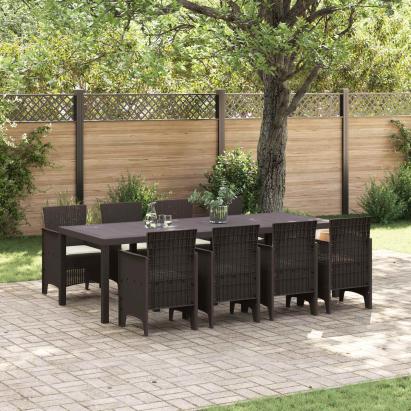 Set de masă pentru grădină 9 pcs Maro Polipropilenă GartenMobel Dekor