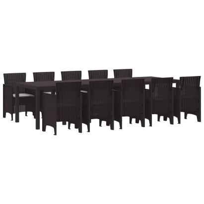 Set de masă pentru grădină cu pernă 11 pcs Maro și gri deschis GartenMobel Dekor