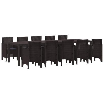 Set de masă pentru grădină 11 pcs Maro și Antracit Ratan GartenMobel Dekor