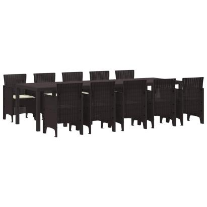 Set de masă pentru grădină cu pernă 11 pcs Maro și Crem Ratan GartenMobel Dekor