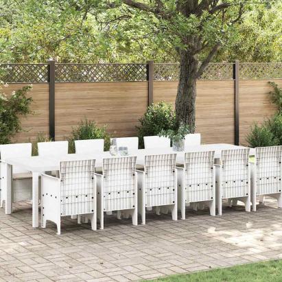 Set de masă pentru grădină 13 pcs Alb Ratan Polt GartenMobel Dekor