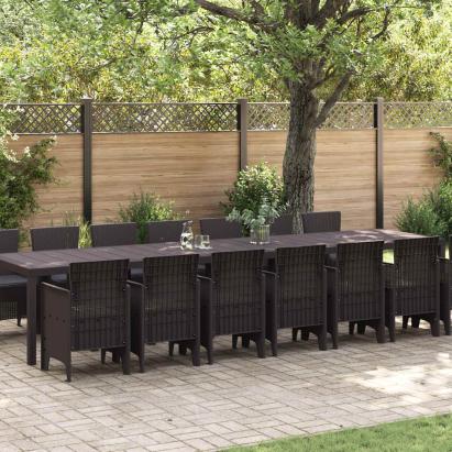 Set de masă de grădină cu perne cu pernă 15 pcs Maro PP GartenMobel Dekor